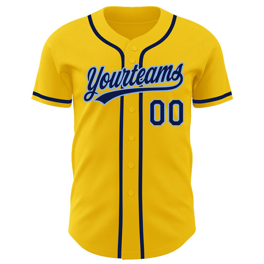 Custom Yellow Navy-Light Blue Authentic Baseball Jersey - Sky-Custom