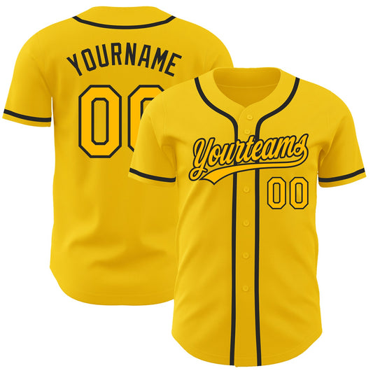 Custom Yellow Gold-Black Authentic Baseball Jersey - Sky-Custom