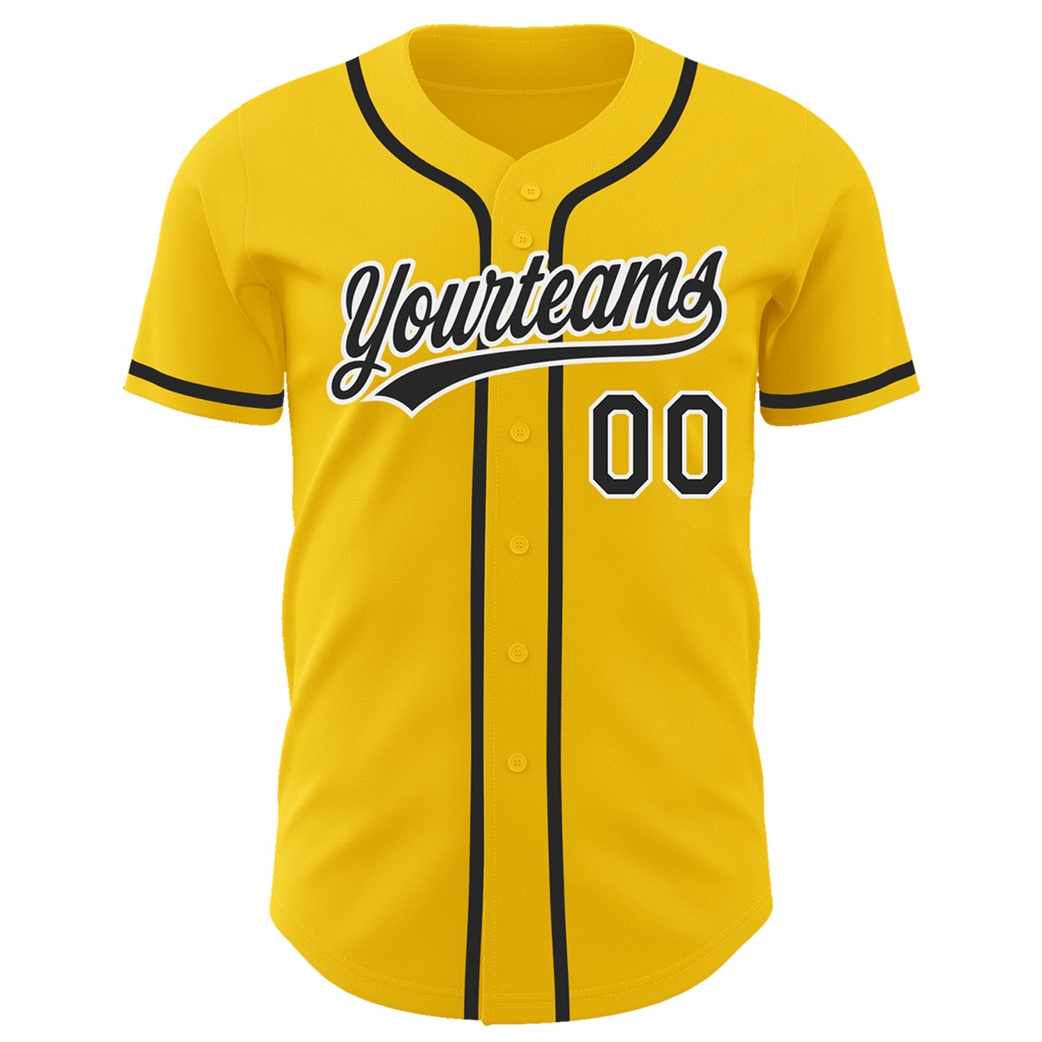 Custom Yellow Black-White Authentic Baseball Jersey - Sky-Custom