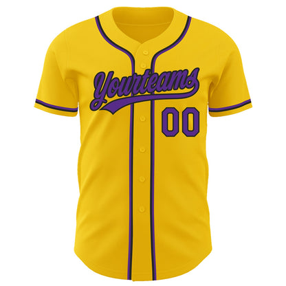 Custom Yellow Purple-Black Authentic Baseball Jersey - Sky-Custom