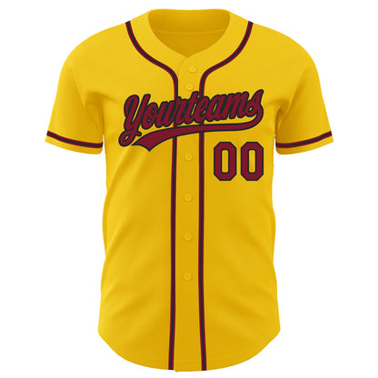 Custom Yellow Crimson-Black Authentic Baseball Jersey - Sky-Custom