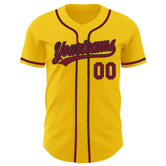 Custom Yellow Crimson-Black Authentic Baseball Jersey - Sky-Custom