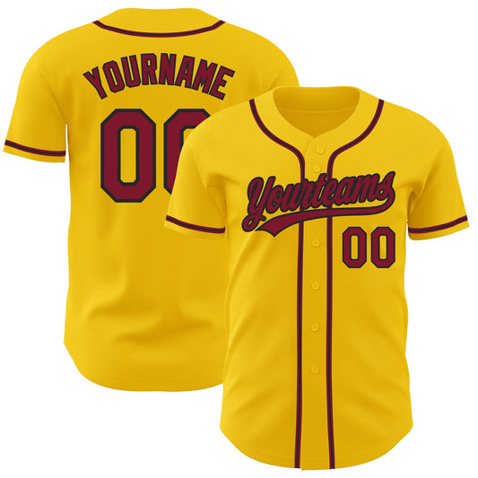 Custom Yellow Crimson-Black Authentic Baseball Jersey - Sky-Custom