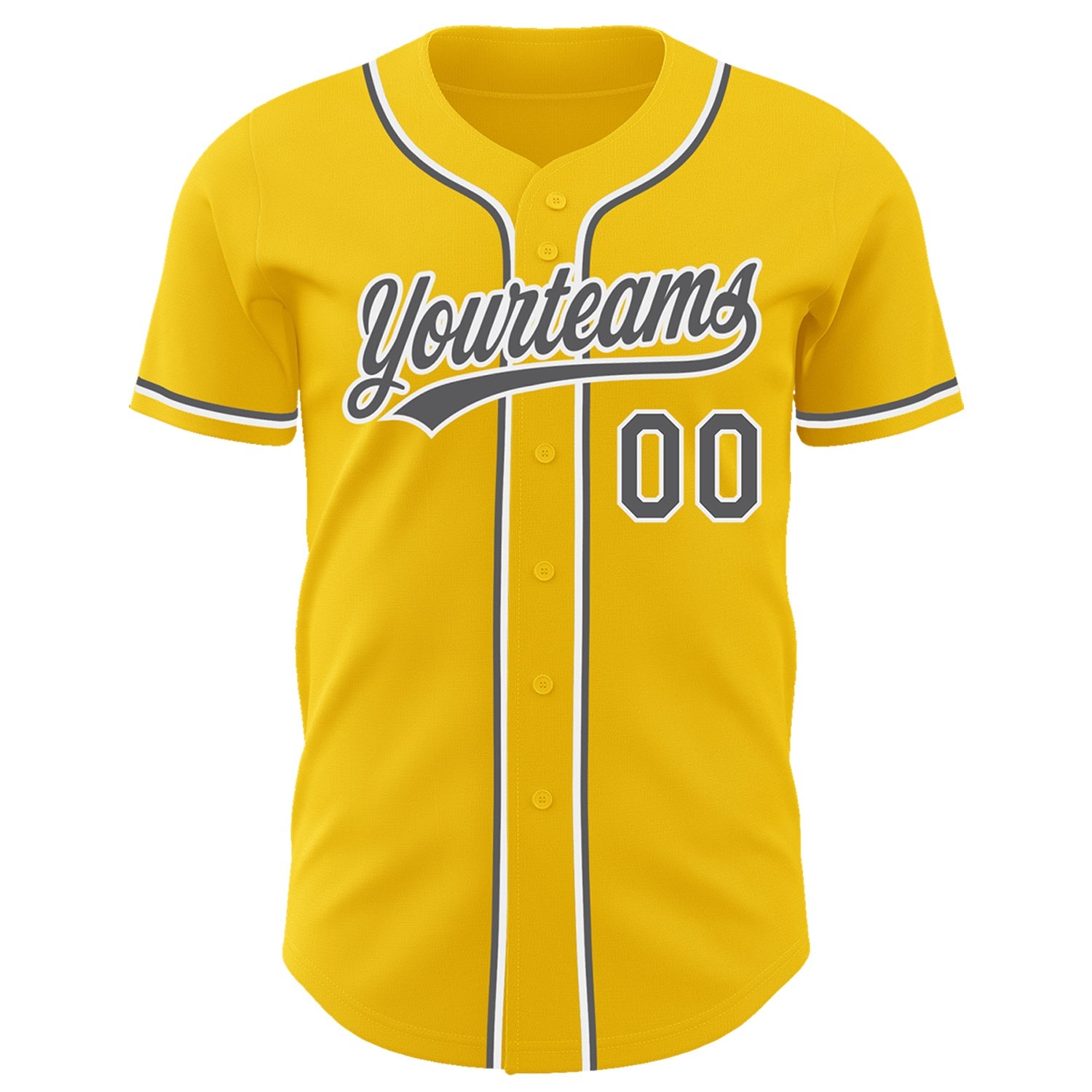 Custom Yellow Steel Gray-White Authentic Baseball Jersey - Sky-Custom
