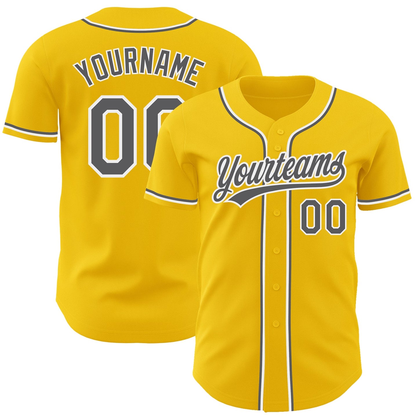 Custom Yellow Steel Gray-White Authentic Baseball Jersey - Sky-Custom