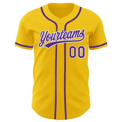 Custom Yellow Purple-White Authentic Baseball Jersey - Sky-Custom