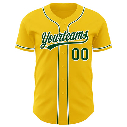 Custom Yellow Green-White Authentic Baseball Jersey - Sky-Custom