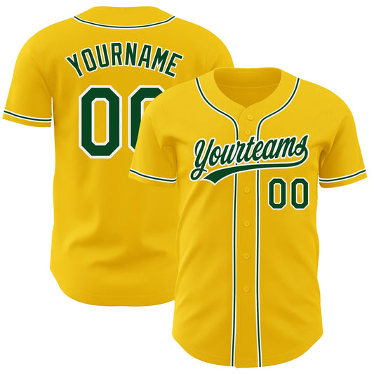 Custom Yellow Green-White Authentic Baseball Jersey - Sky-Custom