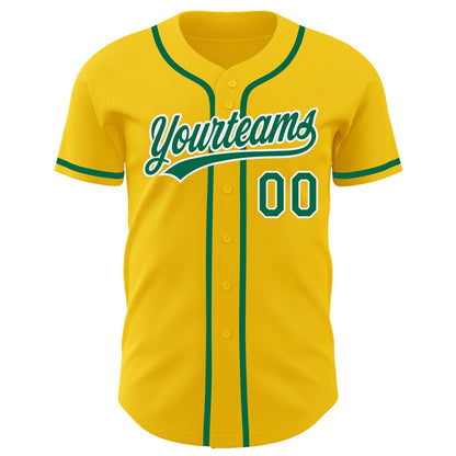 Custom Yellow Kelly Green-White Authentic Baseball Jersey - Sky-Custom