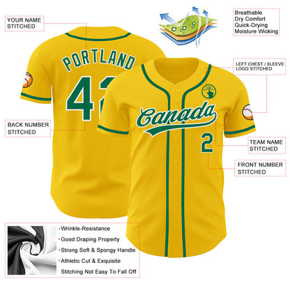 Custom Yellow Kelly Green-White Authentic Baseball Jersey - Sky-Custom