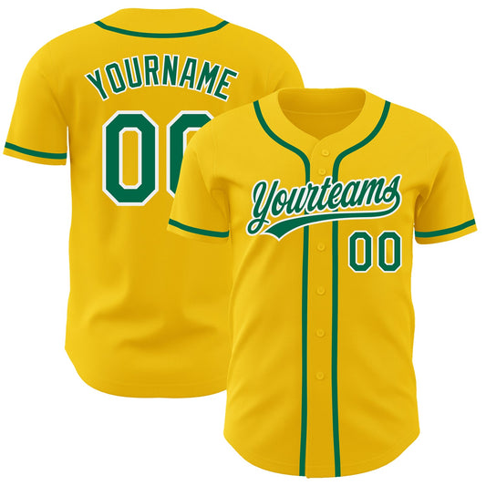 Custom Yellow Kelly Green-White Authentic Baseball Jersey - Sky-Custom