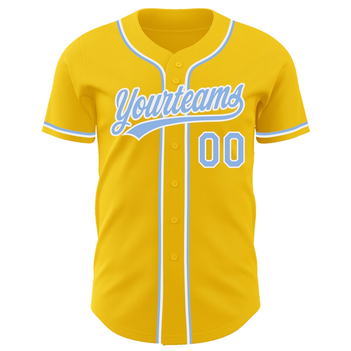 Custom Yellow Light Blue-White Authentic Baseball Jersey - Sky-Custom