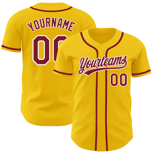Custom Yellow Crimson-White Authentic Baseball Jersey - Sky-Custom
