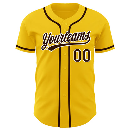 Custom Yellow Brown-White Authentic Baseball Jersey - Sky-Custom