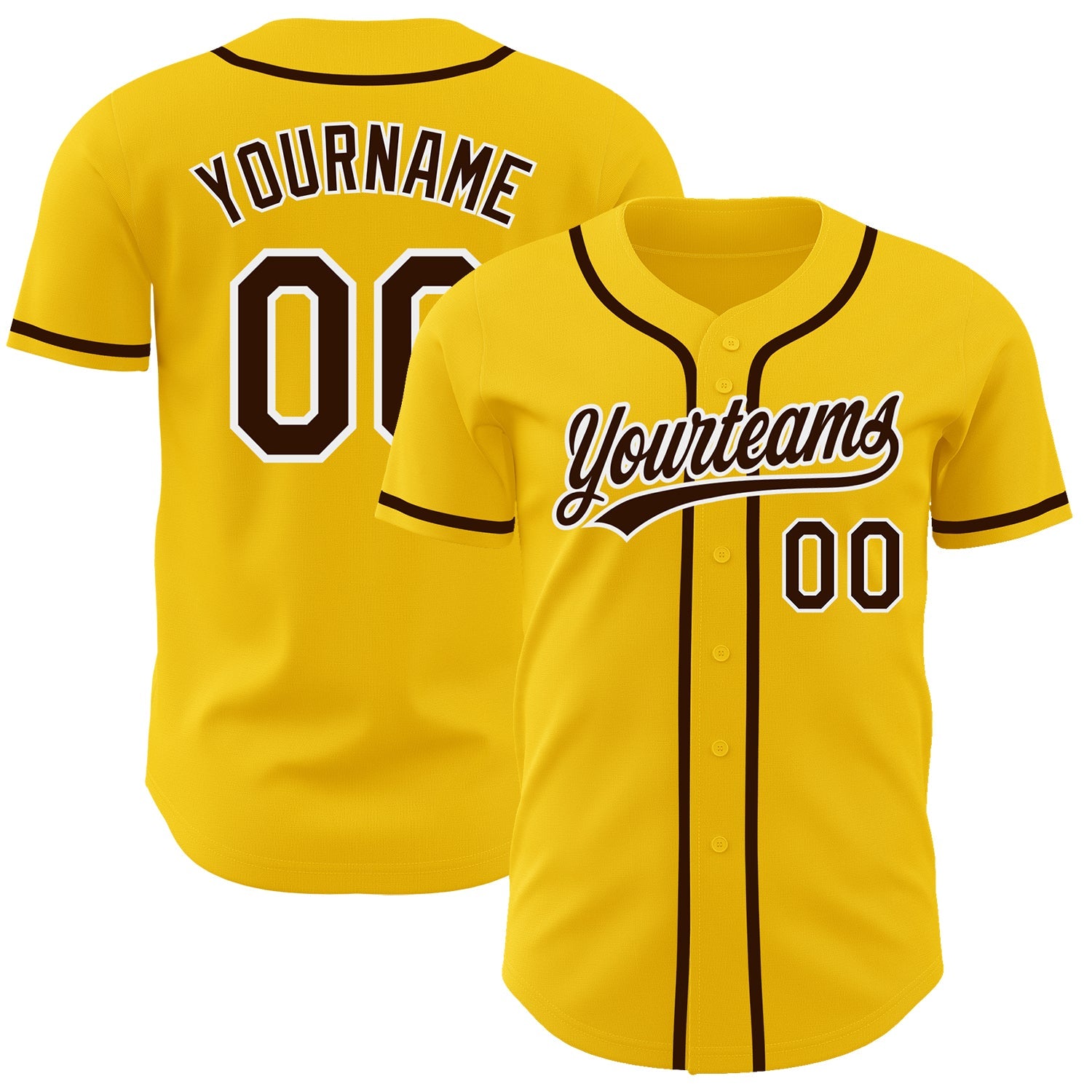 Custom Yellow Brown-White Authentic Baseball Jersey - Sky-Custom