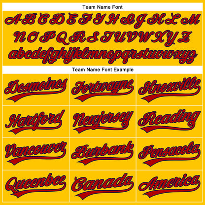 Custom Yellow Navy Pinstripe Red Authentic Baseball Jersey - Sky-Custom