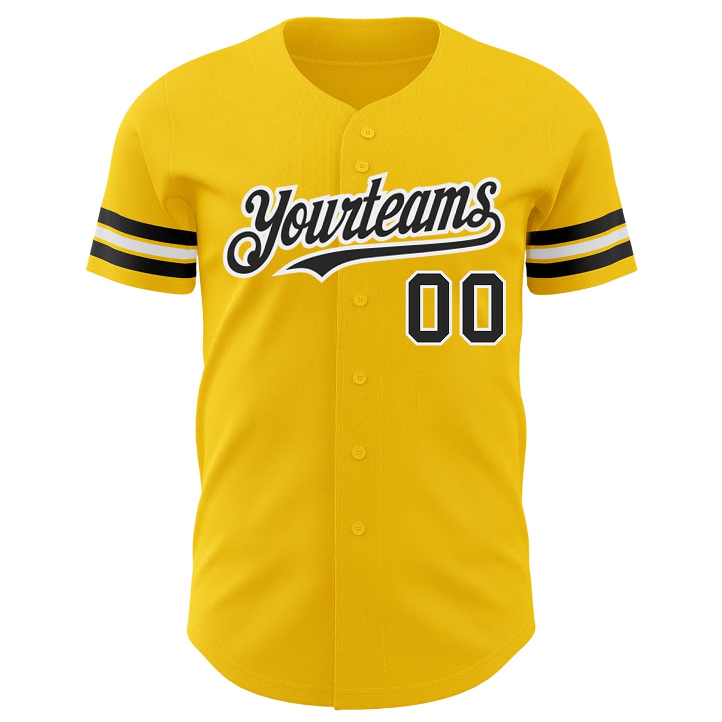Custom Yellow Black-White Authentic Baseball Jersey - Sky-Custom