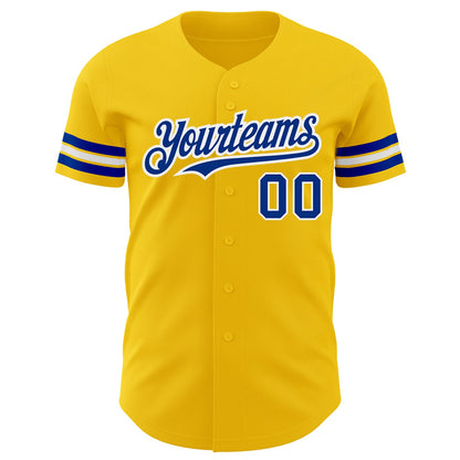 Custom Yellow Royal-White Authentic Baseball Jersey - Sky-Custom