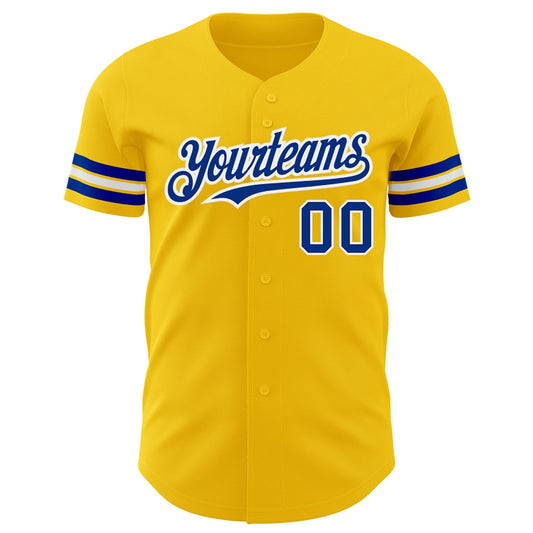 Custom Yellow Royal-White Authentic Baseball Jersey - Sky-Custom