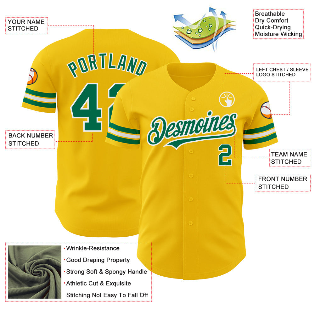 Custom Yellow Kelly Green-White Authentic Baseball Jersey - Sky-Custom