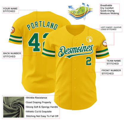 Custom Yellow Kelly Green-White Authentic Baseball Jersey - Sky-Custom