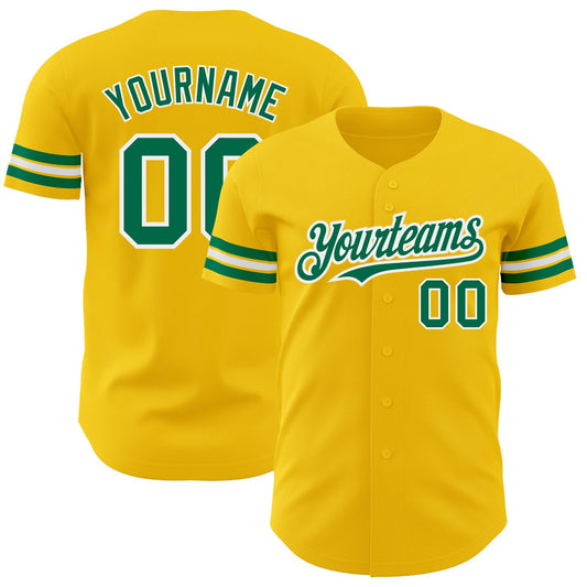 Custom Yellow Kelly Green-White Authentic Baseball Jersey - Sky-Custom