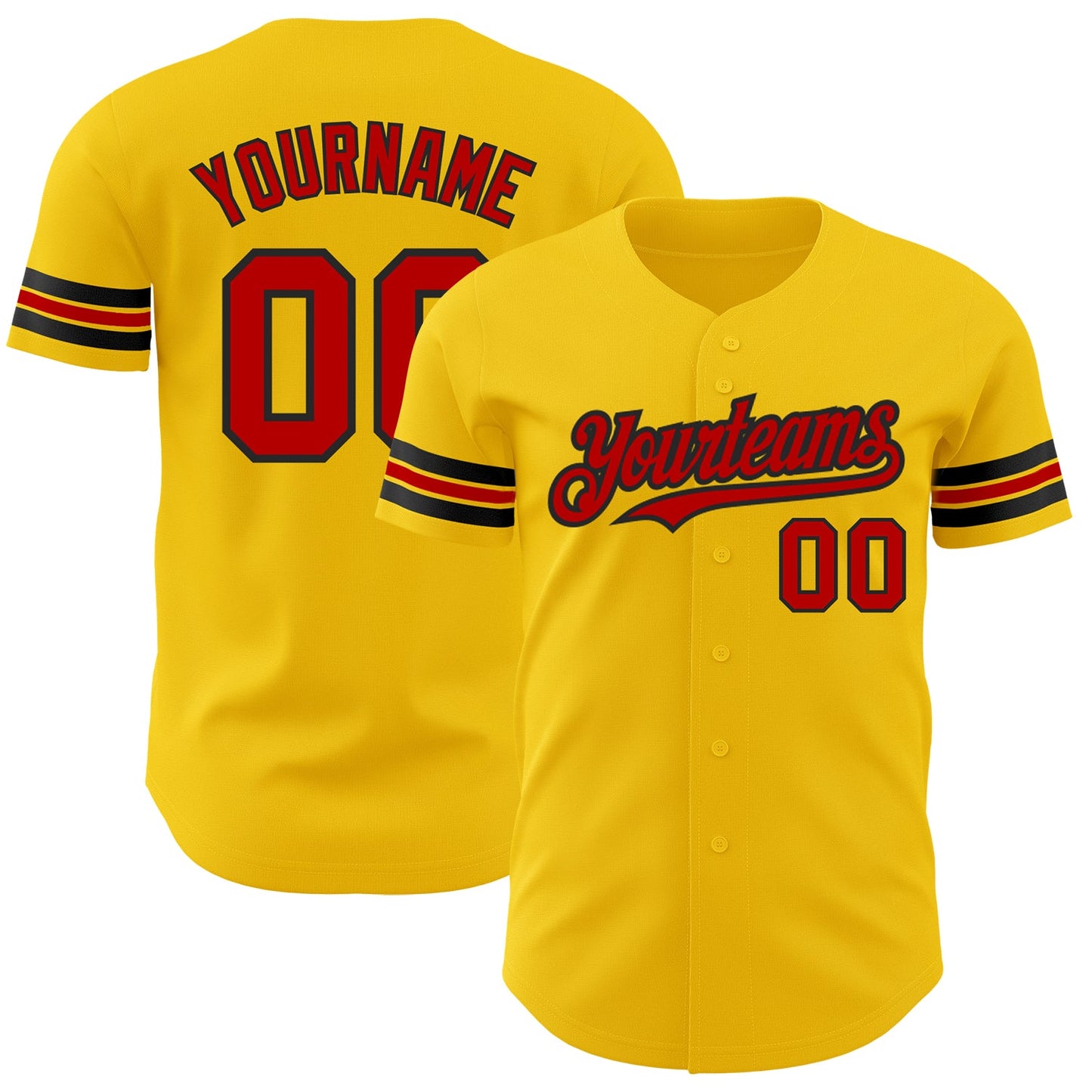 Custom Yellow Red-Black Authentic Baseball Jersey - Sky-Custom