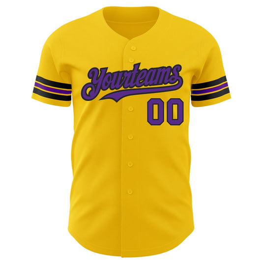 Custom Yellow Purple-Black Authentic Baseball Jersey - Sky-Custom