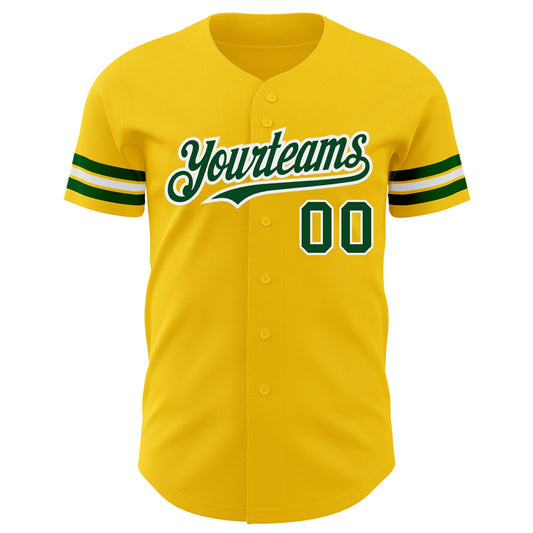Custom Yellow Green-White Authentic Baseball Jersey - Sky-Custom