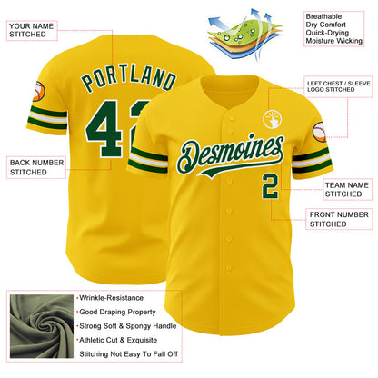 Custom Yellow Green-White Authentic Baseball Jersey - Sky-Custom