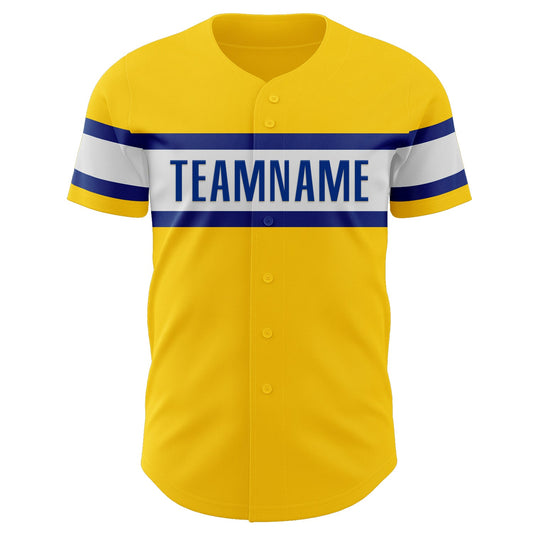 Custom Yellow Royal-White Authentic Baseball Jersey - Sky-Custom