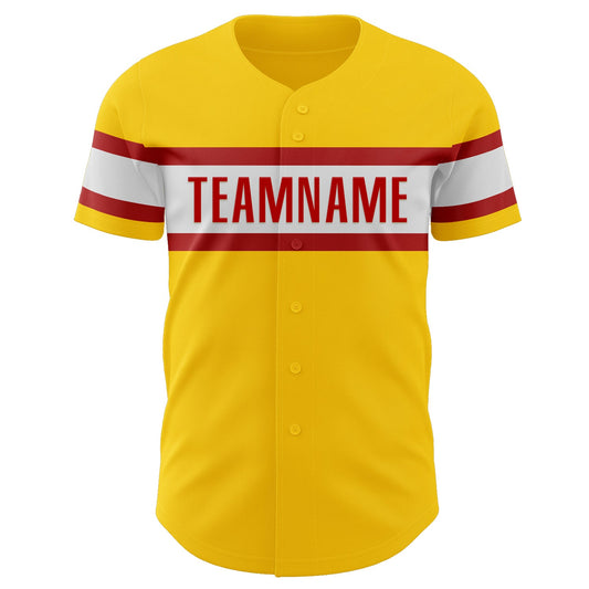 Custom Yellow Red-White Authentic Baseball Jersey - Sky-Custom