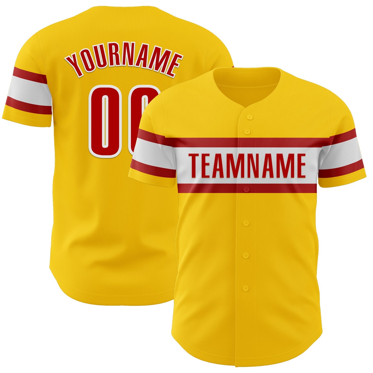 Custom Yellow Red-White Authentic Baseball Jersey - Sky-Custom