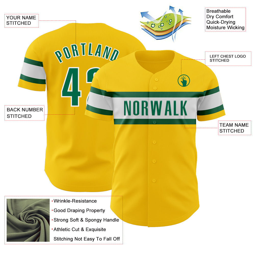 Custom Yellow Kelly Green-White Authentic Baseball Jersey - Sky-Custom