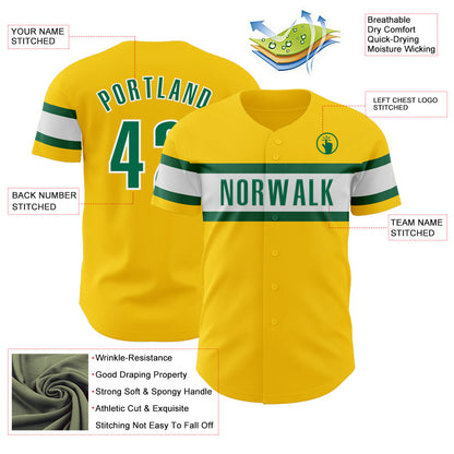 Custom Yellow Kelly Green-White Authentic Baseball Jersey - Sky-Custom