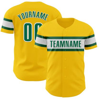 Custom Yellow Kelly Green-White Authentic Baseball Jersey - Sky-Custom
