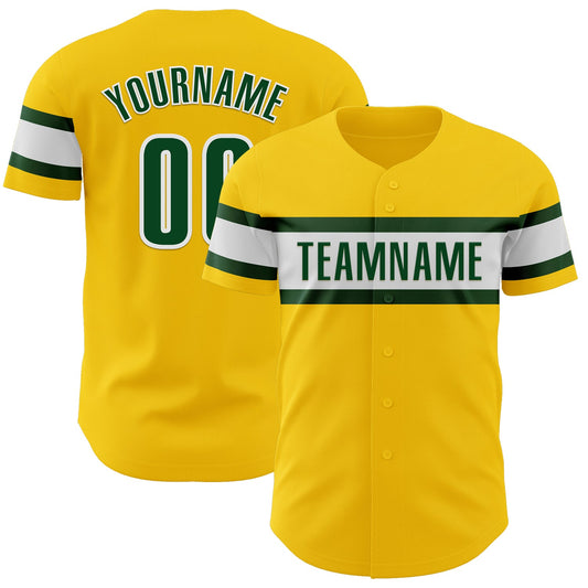 Custom Yellow Green-White Authentic Baseball Jersey - Sky-Custom