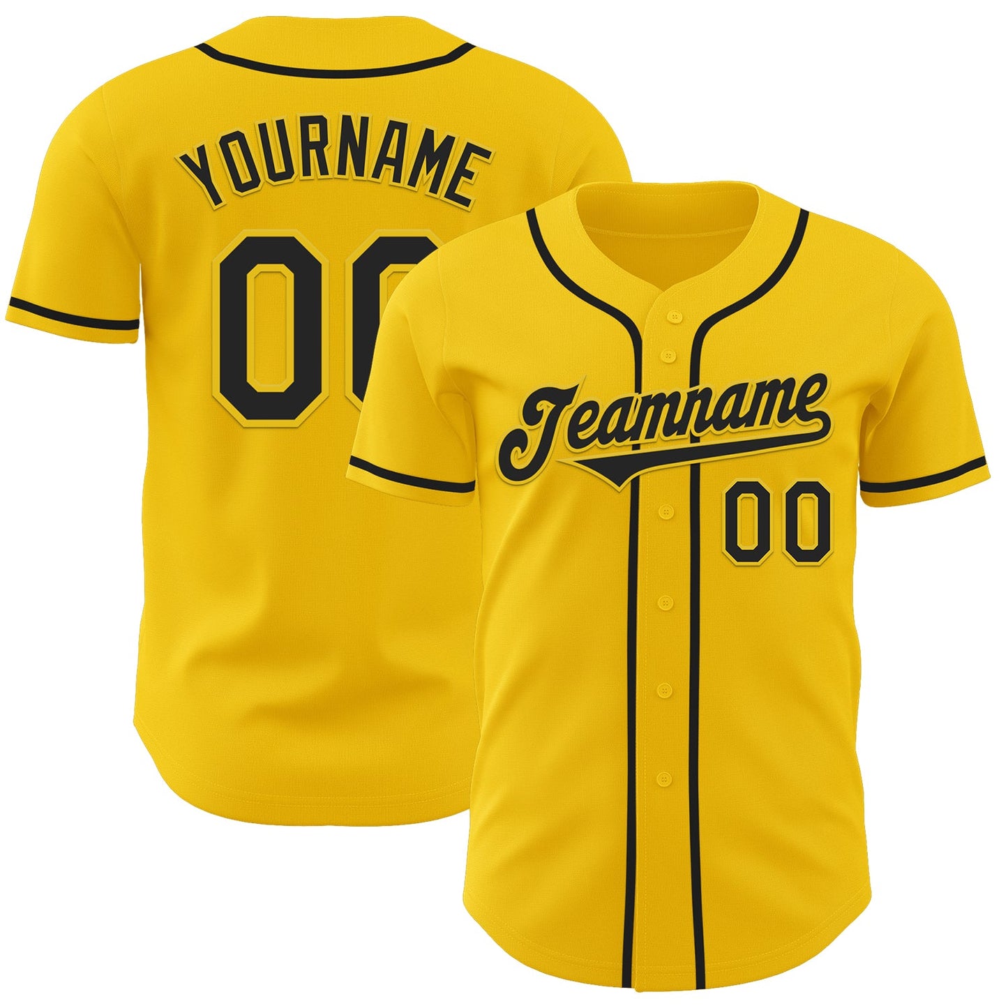 Custom Yellow Black Authentic Baseball Jersey - Sky-Custom