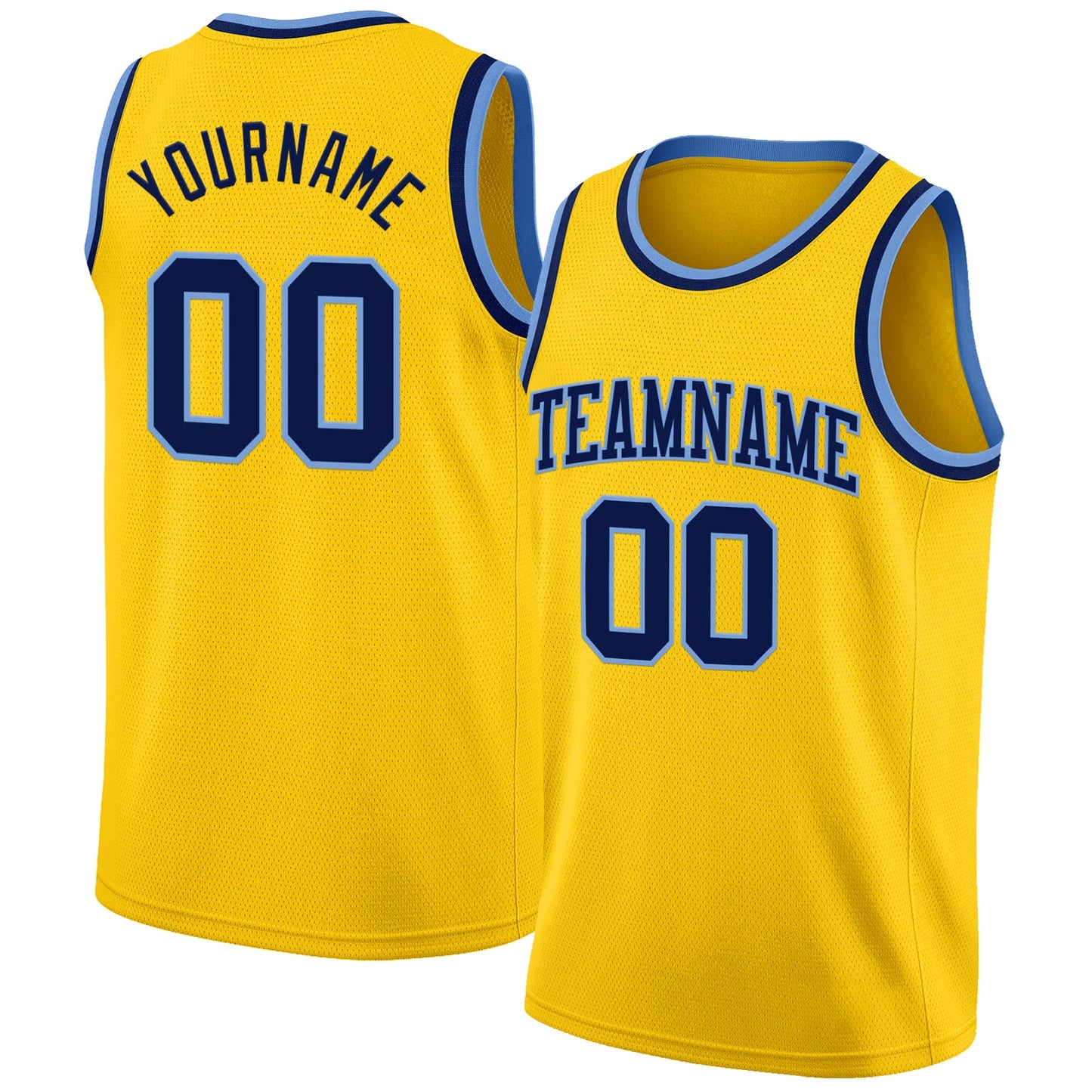 Custom Yellow Navy-Light Blue Authentic Basketball Jersey - Sky-Custom