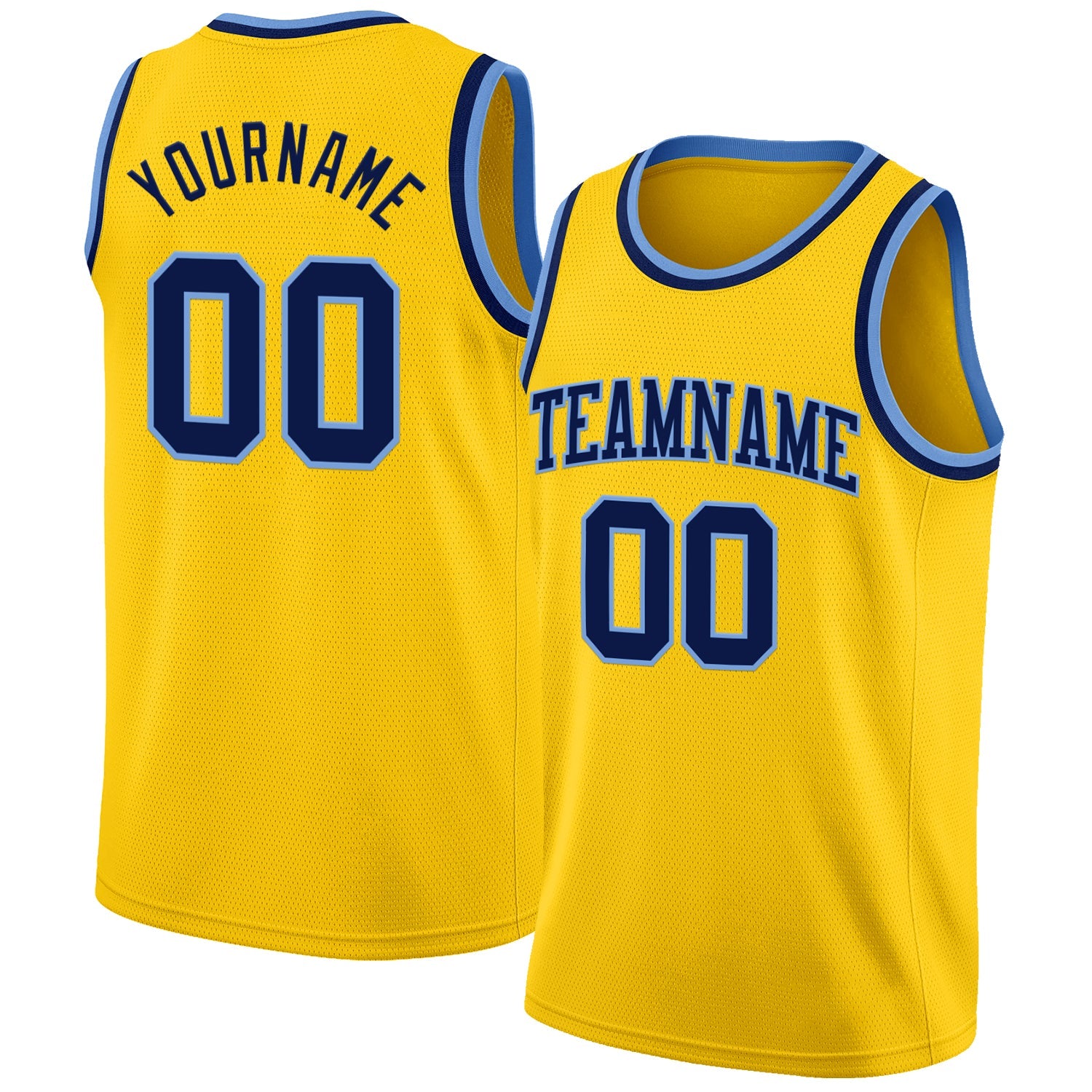 Custom Yellow Navy-Light Blue Authentic Basketball Jersey - Sky-Custom