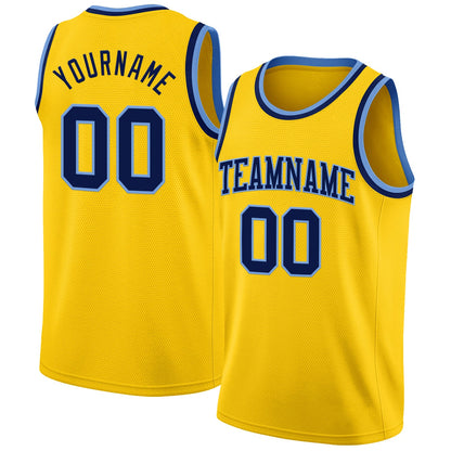 Custom Yellow Navy-Light Blue Authentic Basketball Jersey - Sky-Custom