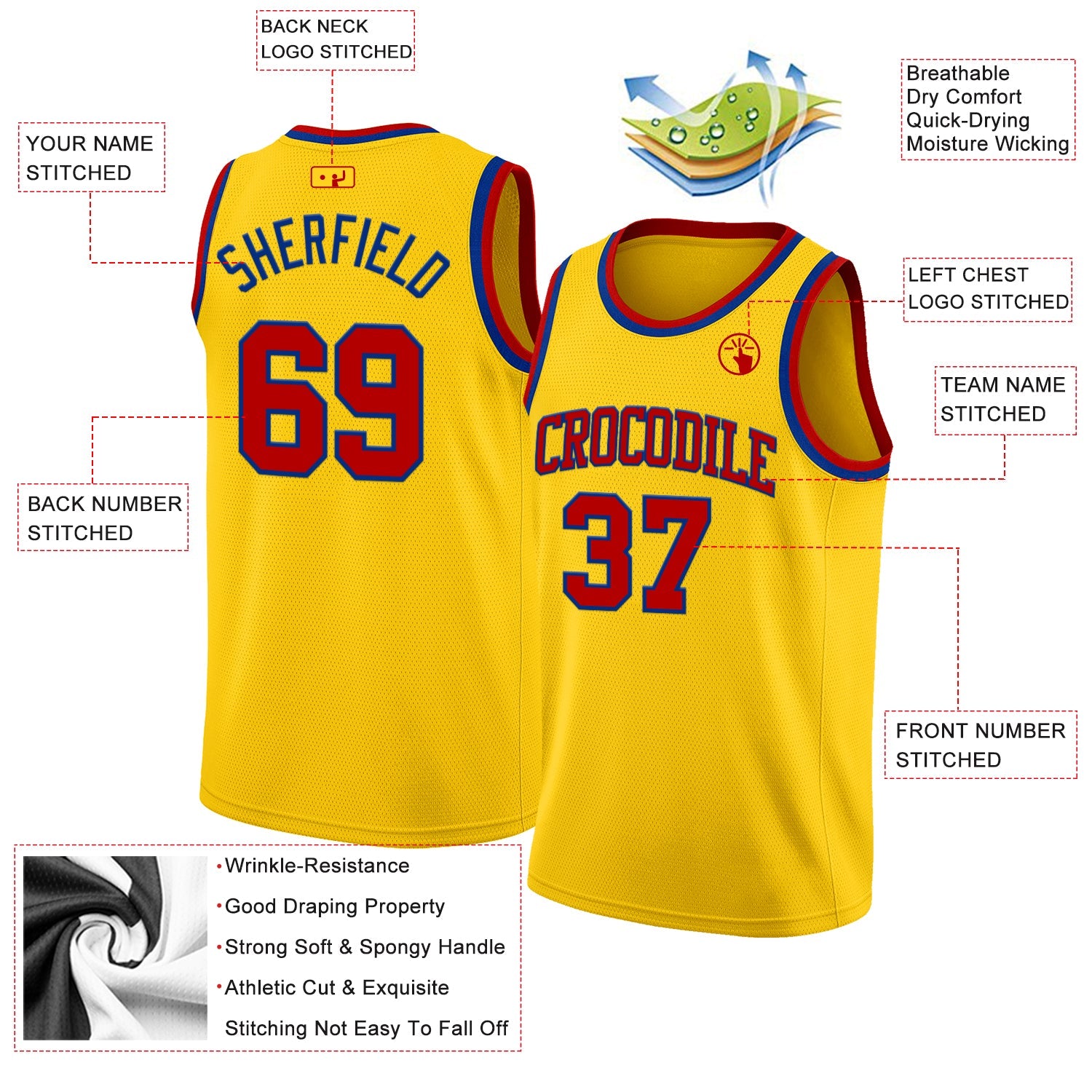 Custom Yellow Red-Royal Authentic Basketball Jersey - Sky-Custom