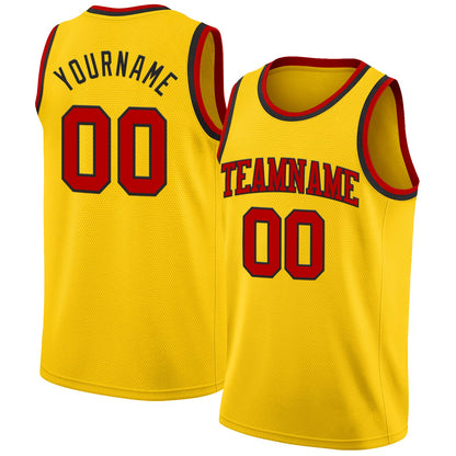 Custom Yellow Red-Black Authentic Basketball Jersey - Sky-Custom