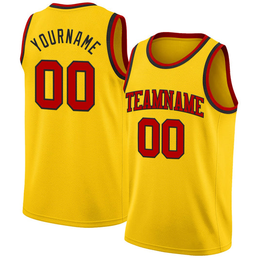 Custom Yellow Red-Black Authentic Basketball Jersey - Sky-Custom