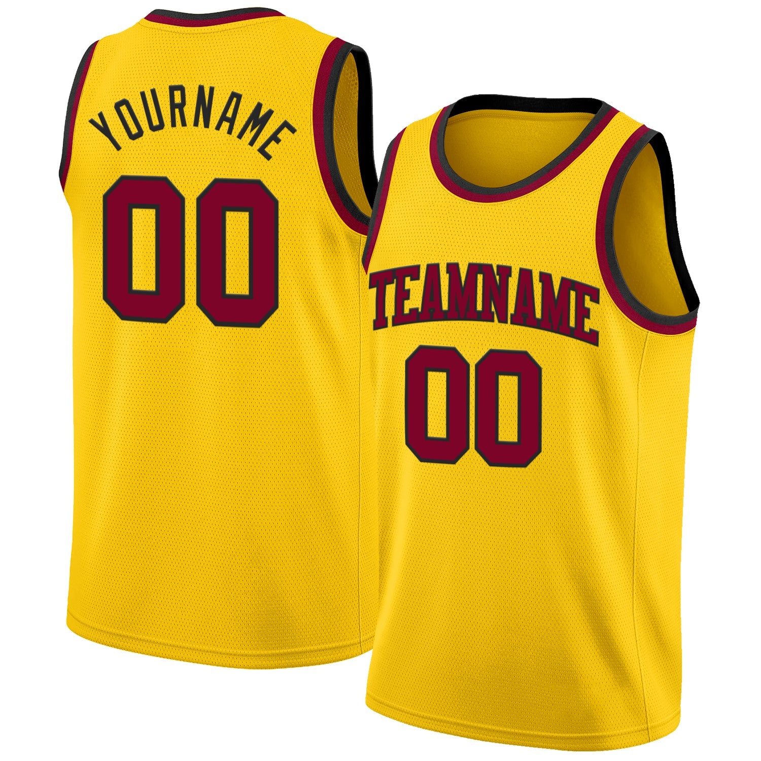Custom Yellow Maroon-Black Authentic Basketball Jersey - Sky-Custom