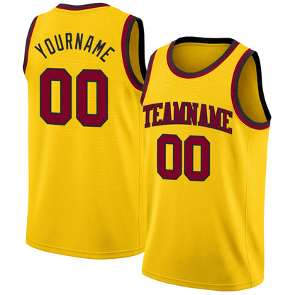 Custom Yellow Maroon-Black Authentic Basketball Jersey - Sky-Custom