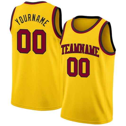 Custom Yellow Maroon-Black Authentic Basketball Jersey - Sky-Custom