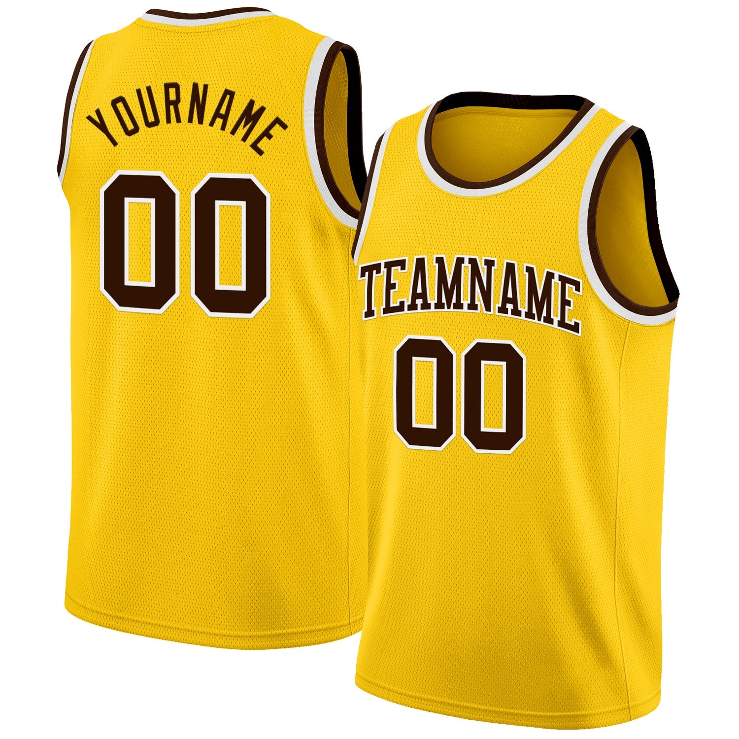 Custom Yellow Brown-White Authentic Basketball Jersey - Sky-Custom