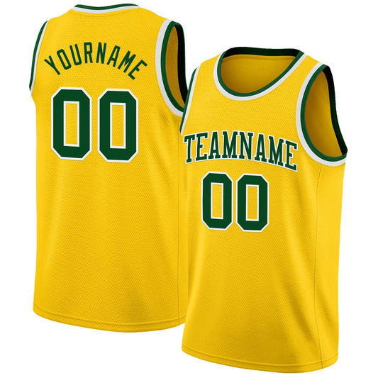 Custom Yellow Green-White Authentic Basketball Jersey - Sky-Custom