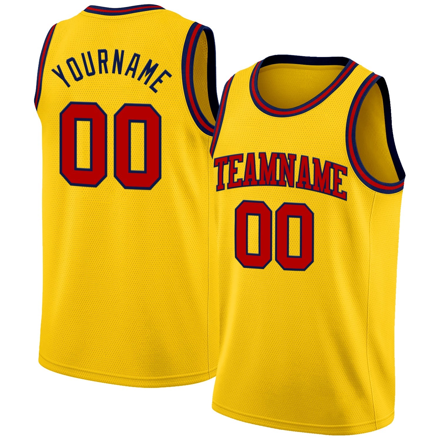 Custom Yellow Red-Navy Authentic Basketball Jersey - Sky-Custom
